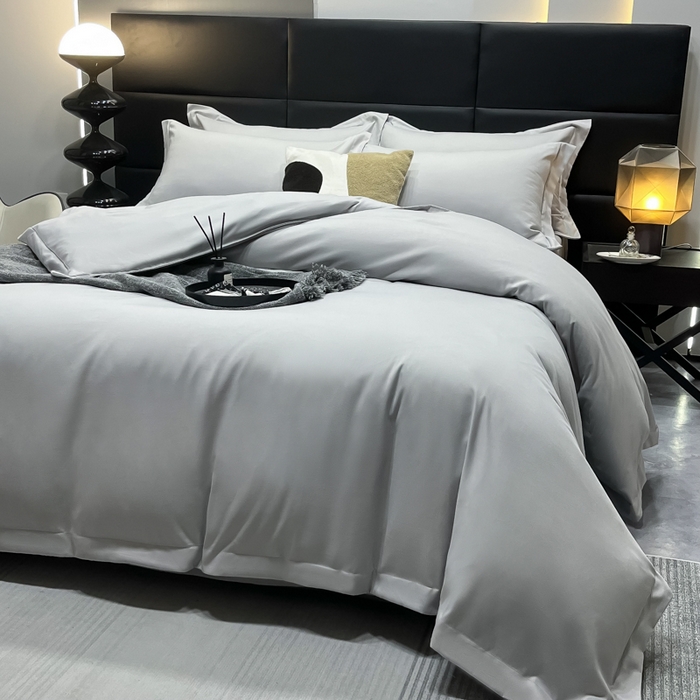 91家纺网 家纺一手货源 找家纺 乐卧家居 2026新款加厚160克宽边宾馆酒店四件套 宽边-高级灰