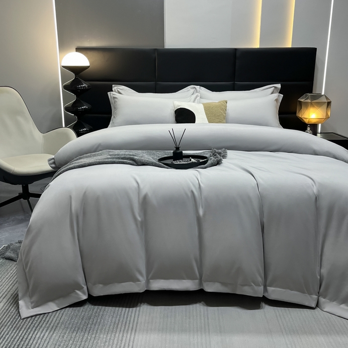 91家纺网 家纺一手货源 找家纺 乐卧家居 2026新款加厚160克宽边宾馆酒店四件套 宽边-高级灰