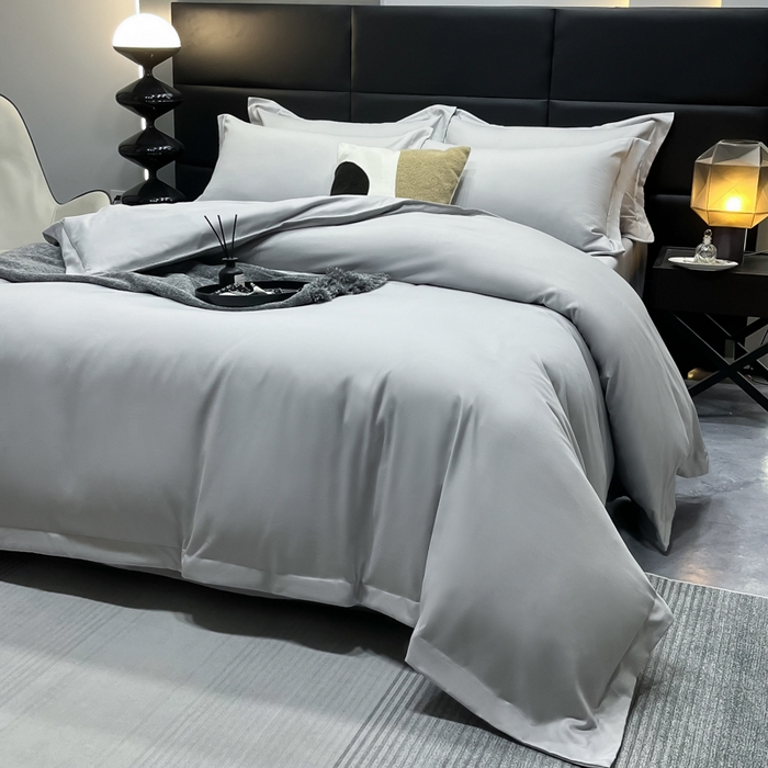 91家纺网 家纺一手货源 找家纺 乐卧家居 2026新款加厚160克宽边宾馆酒店四件套 宽边-高级灰