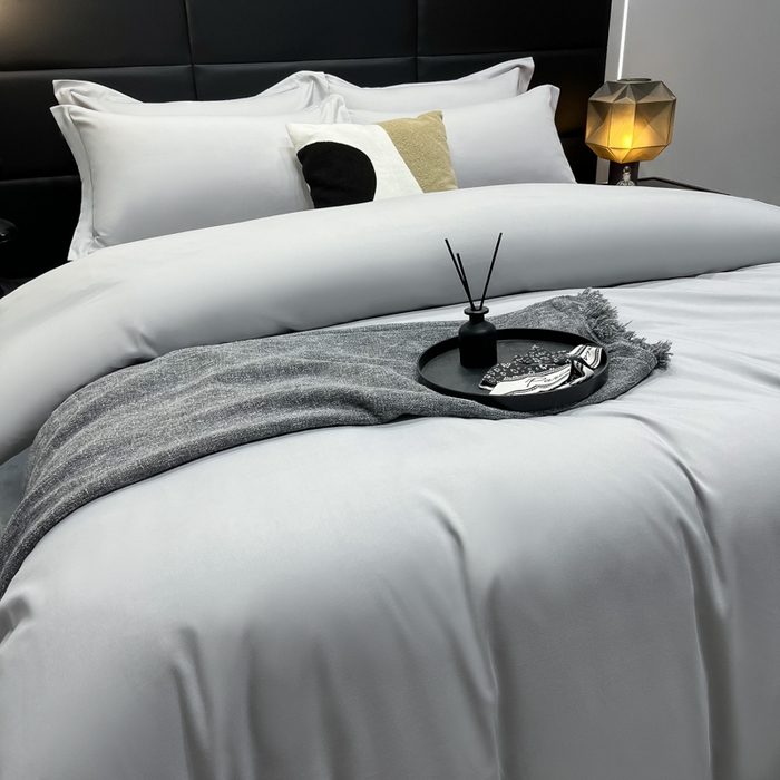 91家纺网 家纺一手货源 找家纺 乐卧家居 2026新款加厚160克宽边宾馆酒店四件套 宽边-高级灰