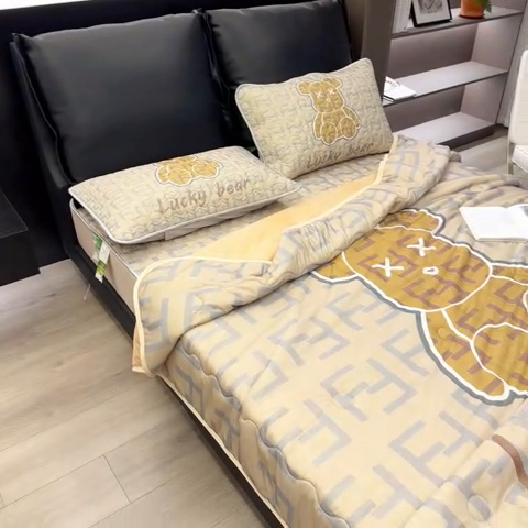 91家纺网 家纺一手货源 找家纺 摩卡 2024新品凉感丝床笠乳胶凉席三件套 咔芬