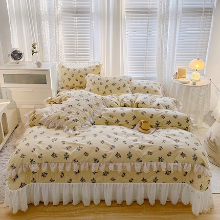 91家纺网 家纺一手货源 找家纺 （总）宜凡 2023新款全棉蕾丝刺绣床盖四件套（单层被套）