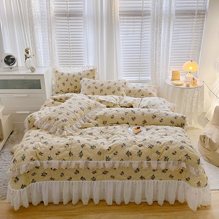  2023新款全棉蕾丝刺绣床盖四件套（夹棉被套） 初见繁花