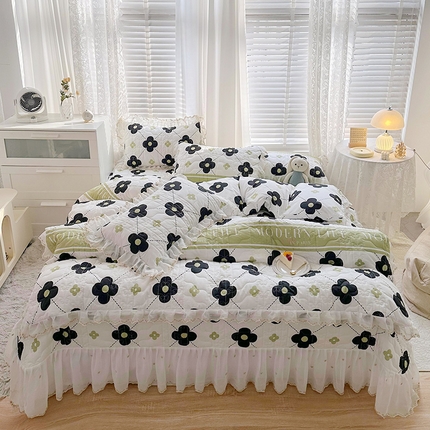 91家纺网 家纺一手货源 找家纺  2023新款全棉蕾丝刺绣床盖四件套（夹棉被套） 优梦缇香