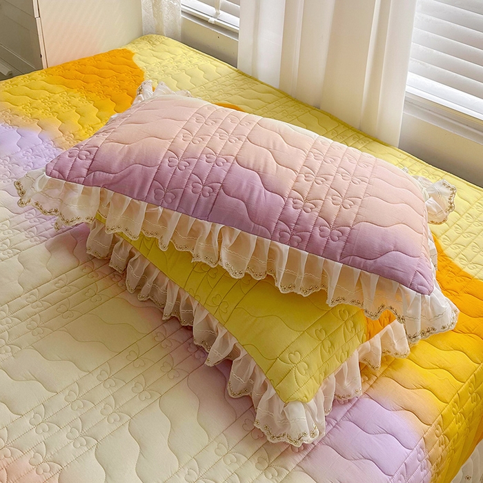 91家纺网 家纺一手货源 找家纺 宜凡家纺 全棉床盖夏被四件套 杏黄