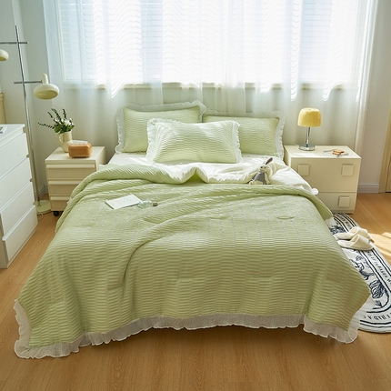 91家纺网 家纺一手货源 找家纺 （总）畅销被业 2024新款泡泡纱花边夏被四件套,花边款泡泡纱-芥末绿,花边款泡泡纱-米白,花边款泡泡纱-浅粉色,花边款泡泡纱-浅紫色,花边款泡泡纱-情调灰,花边款泡泡纱-天蓝色