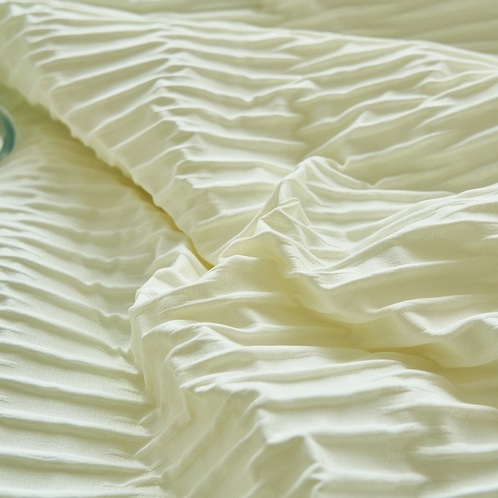 91家纺网 家纺一手货源 找家纺 畅销被业 2024新款泡泡纱花边夏被四件套 花边款泡泡纱-米白