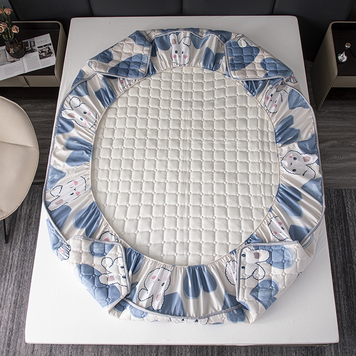 91家纺网 家纺一手货源 找家纺 暖季 2025新款印花磨毛夹棉床笠 心动小兔