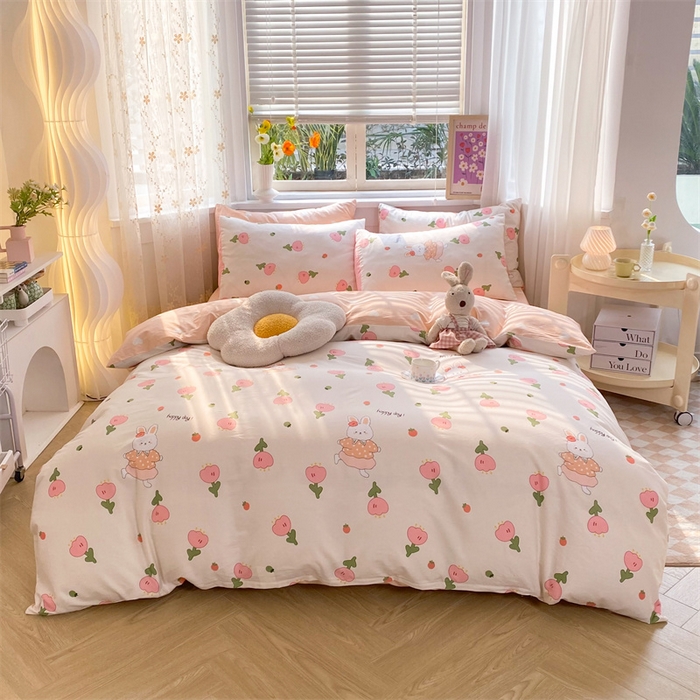 91家纺网 家纺一手货源 找家纺 多品家纺 2023新款13070全棉单被套暗线 花季兔