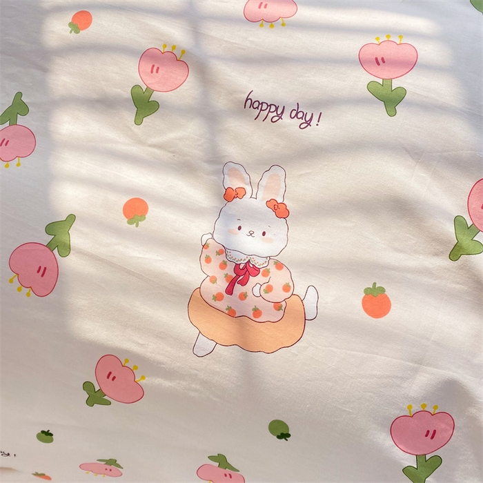 91家纺网 家纺一手货源 找家纺 多品家纺 2023新款13070全棉单被套暗线 花季兔