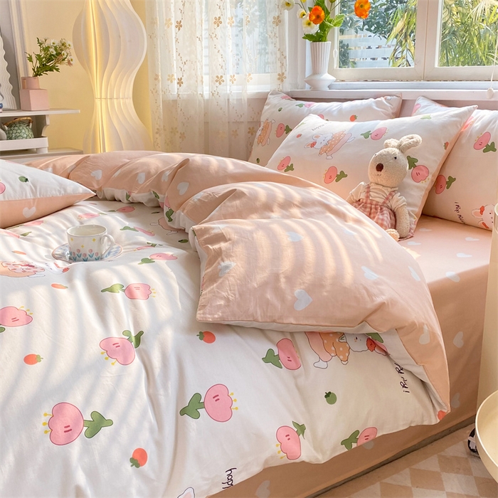 91家纺网 家纺一手货源 找家纺 多品家纺 2023新款13070全棉单被套暗线 花季兔