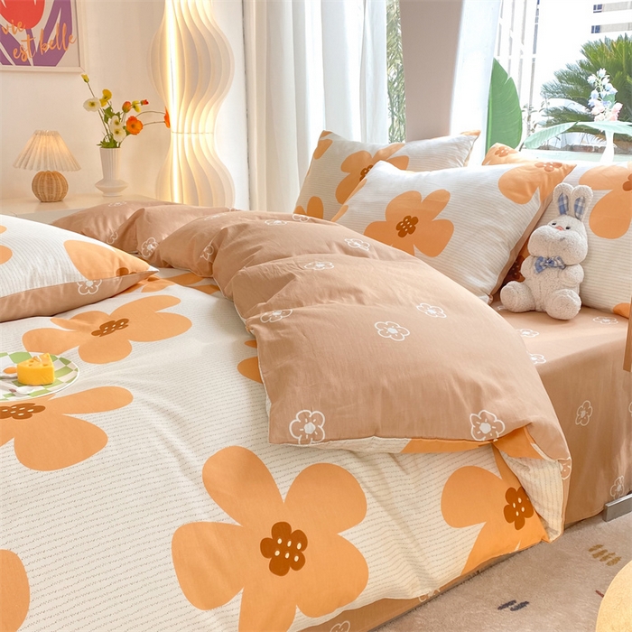 91家纺网 家纺一手货源 找家纺 多品家纺 2023新款13070全棉单被套暗线 花香爱恋-黄