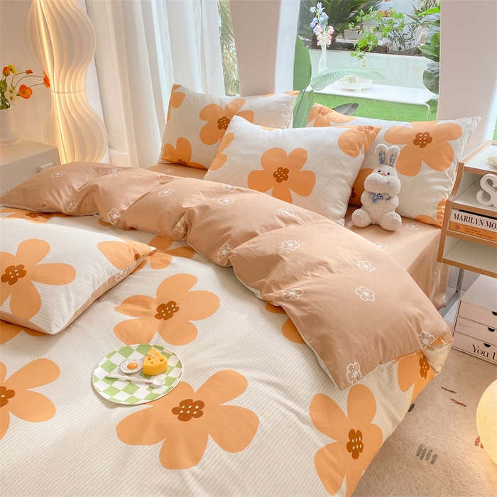 91家纺网 家纺一手货源 找家纺 多品家纺 2023新款13070全棉单被套暗线 花香爱恋-黄