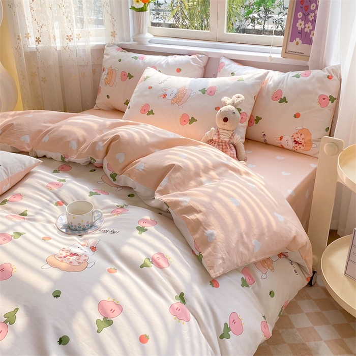 91家纺网 家纺一手货源 找家纺 多品家纺 2023新款13070全棉单被套暗线 花季兔