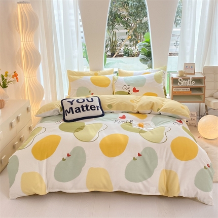 多品家纺 2023新款13070全棉单被套暗线 绿果石