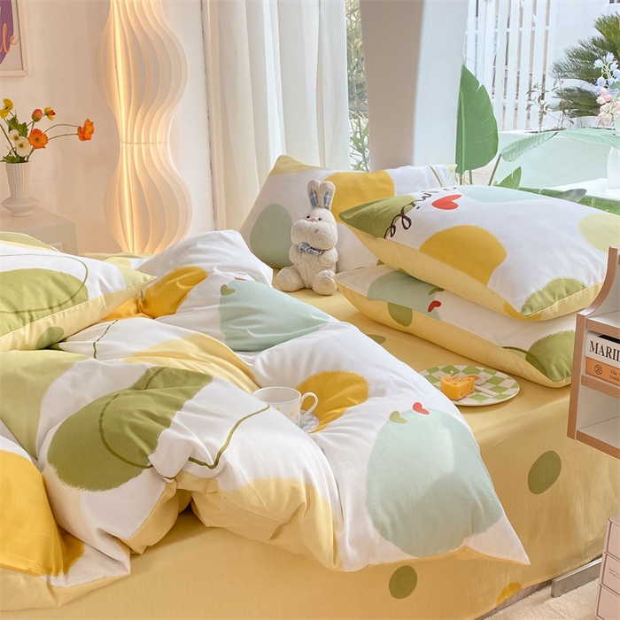 91家纺网 家纺一手货源 找家纺 多品家纺 2023新款13070全棉单被套暗线 绿果石