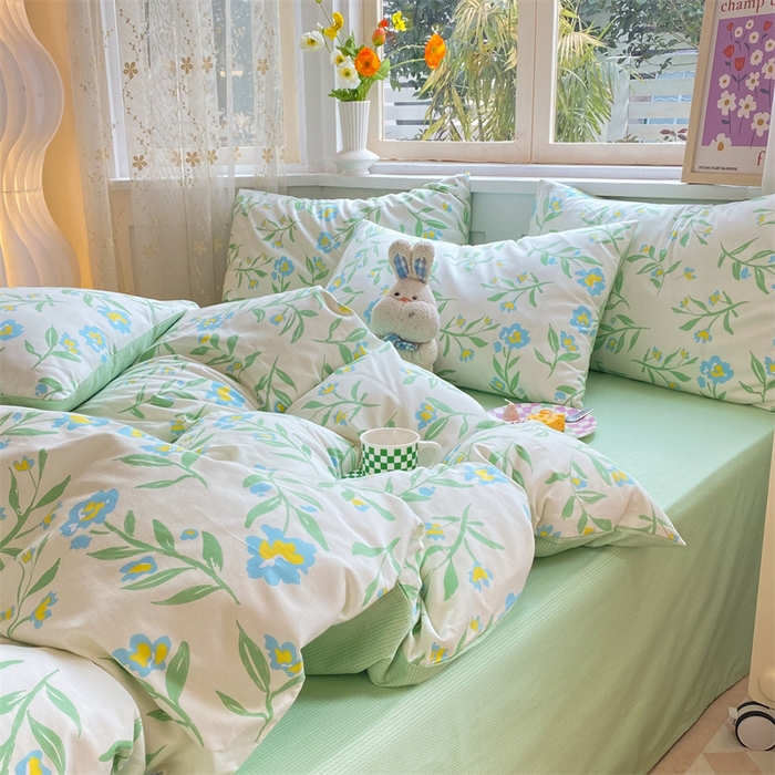 91家纺网 家纺一手货源 找家纺 多品家纺 2023新款13070全棉单被套暗线 沁园花香