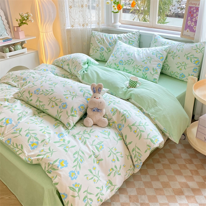 91家纺网 家纺一手货源 找家纺 多品家纺 2023新款13070全棉单被套暗线 沁园花香