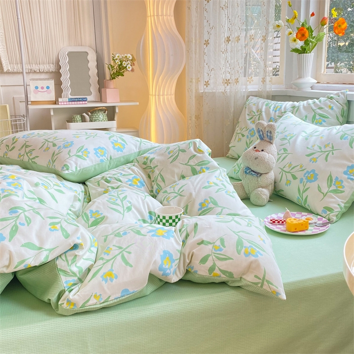 91家纺网 家纺一手货源 找家纺 多品家纺 2023新款13070全棉单被套暗线 沁园花香