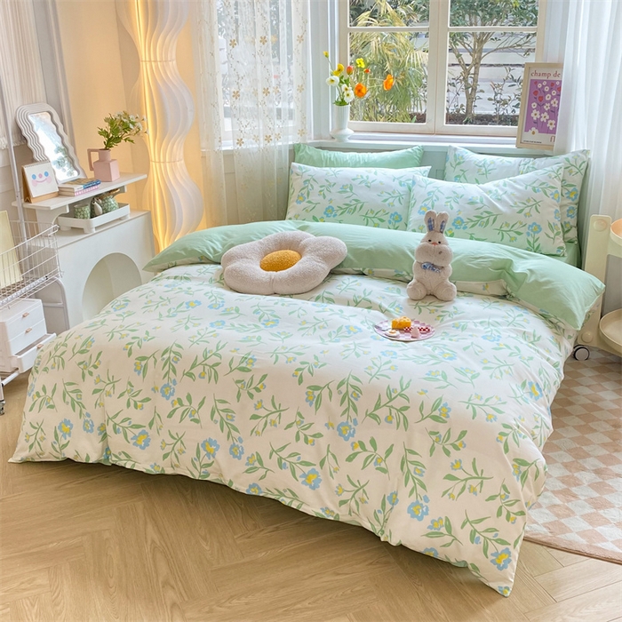 91家纺网 家纺一手货源 找家纺 多品家纺 2023新款13070全棉单被套暗线 沁园花香