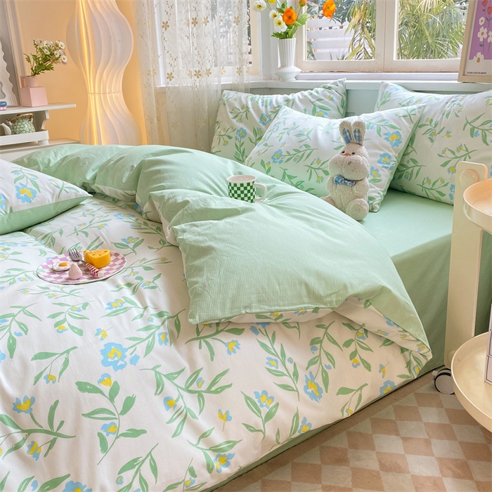 91家纺网 家纺一手货源 找家纺 多品家纺 2023新款13070全棉单被套暗线 沁园花香