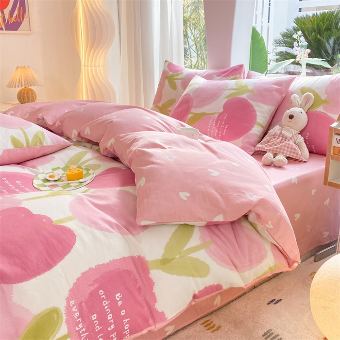 91家纺网 家纺一手货源 找家纺 多品家纺 2023新款13070全棉单被套暗线 素馨花恋-粉