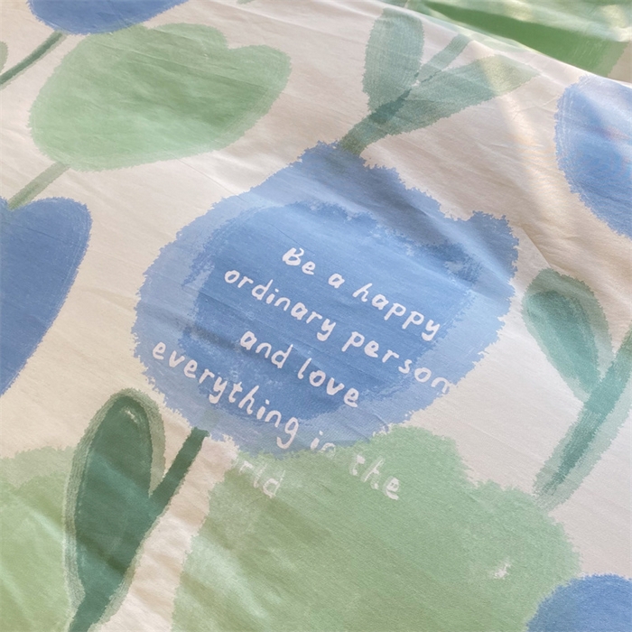 91家纺网 家纺一手货源 找家纺 多品家纺 2023新款13070全棉单被套暗线 素馨花恋-蓝