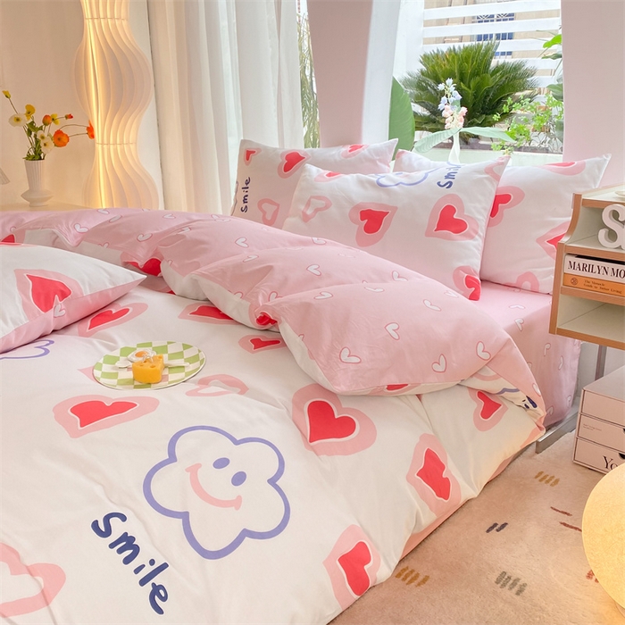 91家纺网 家纺一手货源 找家纺 多品家纺 2023新款13070全棉单被套暗线 小心愿