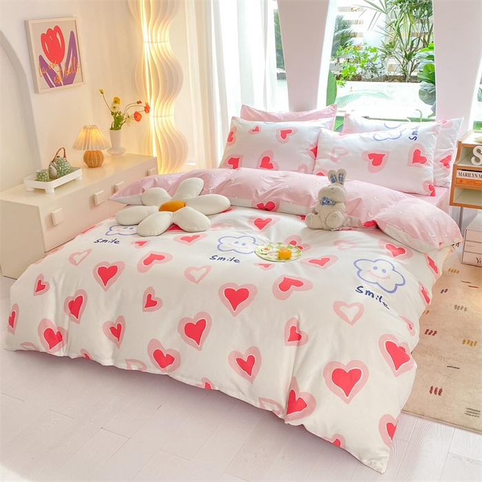 91家纺网 家纺一手货源 找家纺 多品家纺 2023新款13070全棉单被套暗线 小心愿