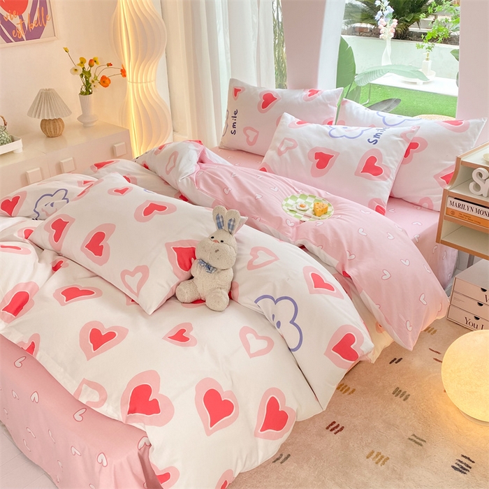 91家纺网 家纺一手货源 找家纺 多品家纺 2023新款13070全棉单被套暗线 小心愿