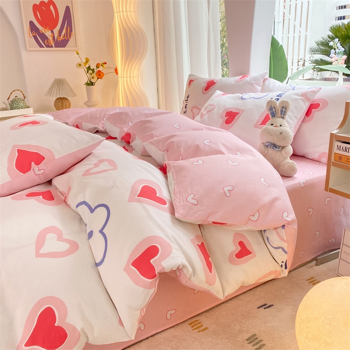 91家纺网 家纺一手货源 找家纺 多品家纺 2023新款13070全棉单被套暗线 小心愿