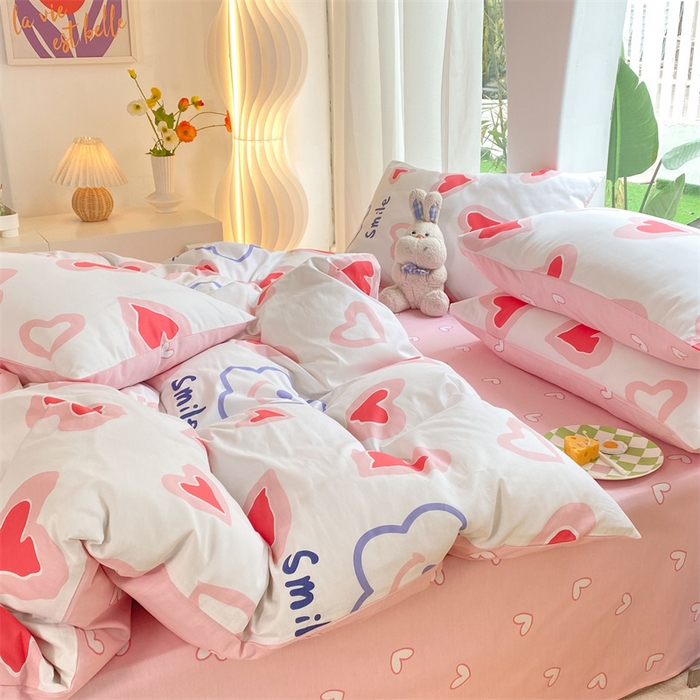 91家纺网 家纺一手货源 找家纺 多品家纺 2023新款13070全棉单被套暗线 小心愿