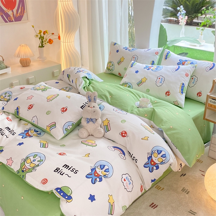 91家纺网 家纺一手货源 找家纺 多品家纺 2023新款13070全棉单被套暗线 宇宙超人