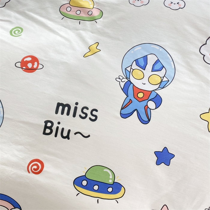 91家纺网 家纺一手货源 找家纺 多品家纺 2023新款13070全棉单被套暗线 宇宙超人