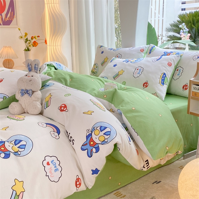 91家纺网 家纺一手货源 找家纺 多品家纺 2023新款13070全棉单被套暗线 宇宙超人