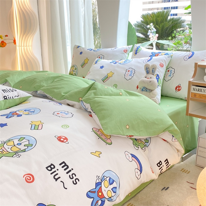 91家纺网 家纺一手货源 找家纺 多品家纺 2023新款13070全棉单被套暗线 宇宙超人