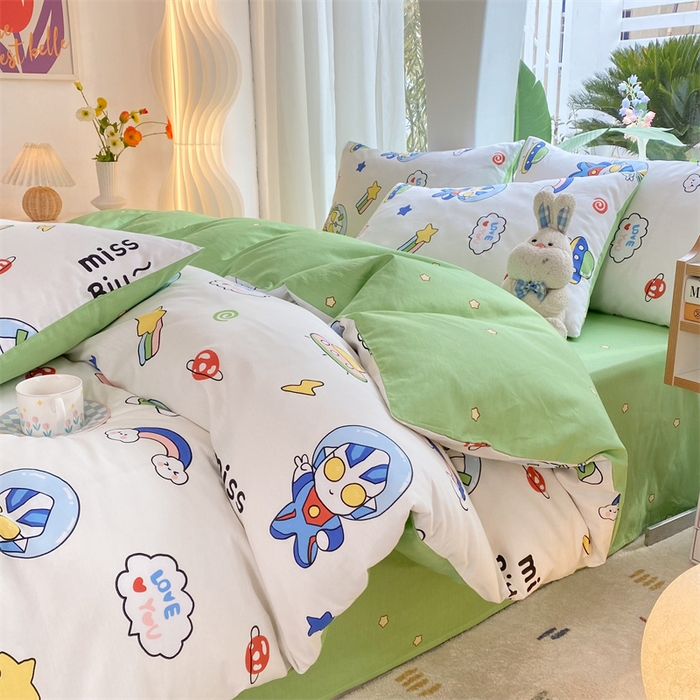 91家纺网 家纺一手货源 找家纺 多品家纺 2023新款13070全棉单被套暗线 宇宙超人