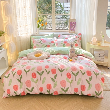 91家纺网 家纺一手货源 找家纺 多品家纺 2023新款13070全棉单被套暗线 郁金花香