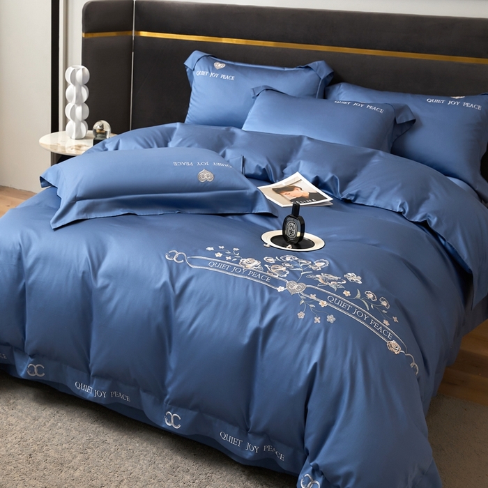 91家纺网 家纺一手货源 找家纺 凡客 2023新款13372全棉四件套-香菲儿 香菲儿-宾利蓝