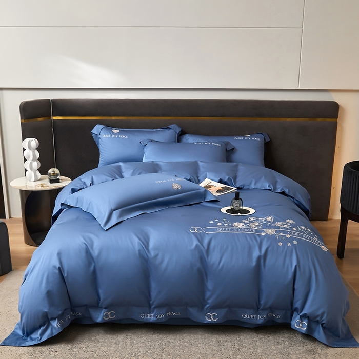 91家纺网 家纺一手货源 找家纺 凡客 2023新款13372全棉四件套-香菲儿 香菲儿-宾利蓝