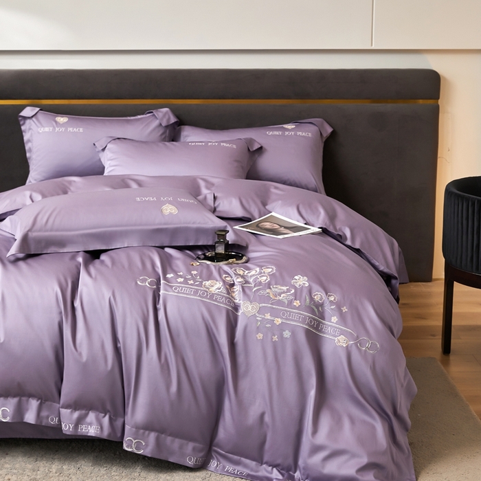 91家纺网 家纺一手货源 找家纺 凡客 2023新款13372全棉四件套-香菲儿 香菲儿-梦幻紫