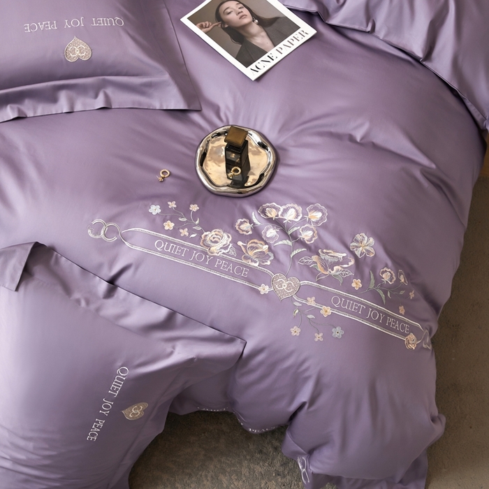 91家纺网 家纺一手货源 找家纺 凡客 2023新款13372全棉四件套-香菲儿 香菲儿-梦幻紫