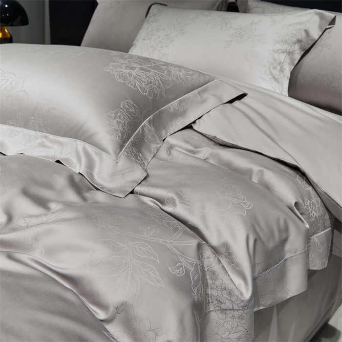 91家纺网 家纺一手货源 找家纺 榻尚家居 2023新款TS天丝棉大提花四件套 暮云灰