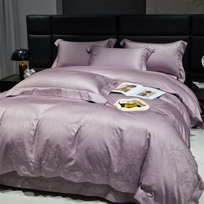 91家纺网 家纺一手货源 找家纺 榻尚家居 2023新款TS天丝棉大提花四件套 丁香紫