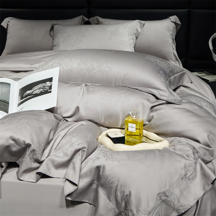 91家纺网 家纺一手货源 找家纺 榻尚家居 2023新款TS天丝棉大提花四件套 暮云灰