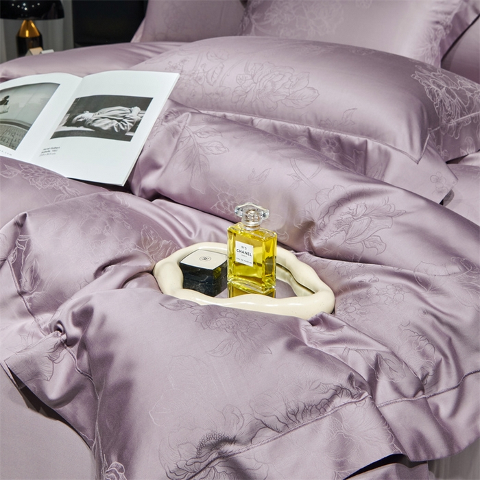 91家纺网 家纺一手货源 找家纺 榻尚家居 2023新款TS天丝棉大提花四件套 丁香紫