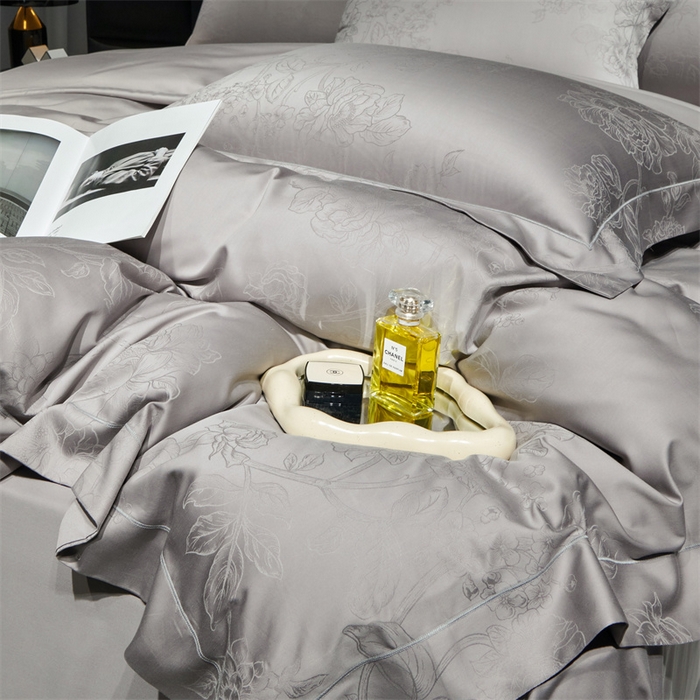 91家纺网 家纺一手货源 找家纺 榻尚家居 2023新款TS天丝棉大提花四件套 暮云灰