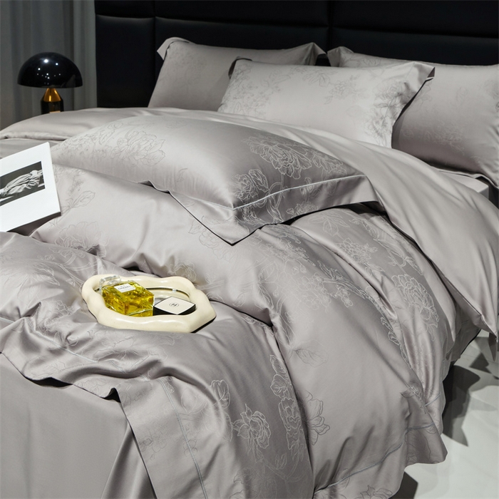 91家纺网 家纺一手货源 找家纺 榻尚家居 2023新款TS天丝棉大提花四件套 暮云灰