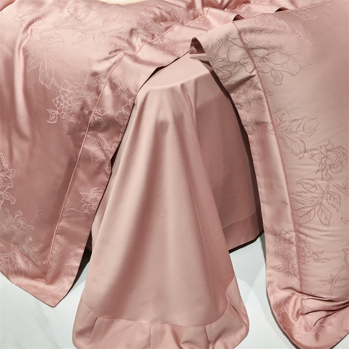 91家纺网 家纺一手货源 找家纺 榻尚家居 2023新款TS天丝棉大提花四件套 朱玉色