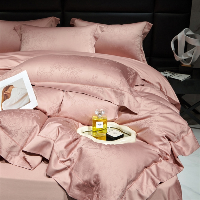 91家纺网 家纺一手货源 找家纺 榻尚家居 2023新款TS天丝棉大提花四件套 朱玉色